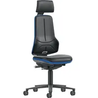 Bimos Arbeitsdrehstuhl Rl.m.Kopfstütze Kunstlederpolster schwarz blau 470-640mm
