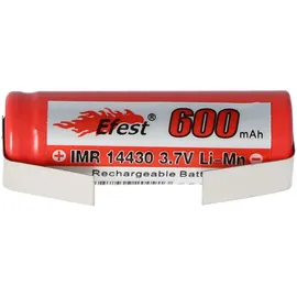 AccuCell IMR 14430 600mAh 3,6V - 3,7V Li-Ion-Akku mit Lötfahne U-Form, Abmessungen 42,63x14,4mm