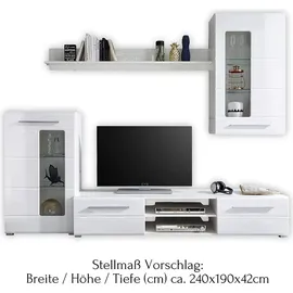 Avanti Trendstore Wohnwand Enrique Weiß Hochglanz B/H/T: ca. 240x190x42 cm - weiß