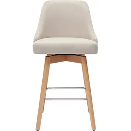 miliboo Skandinavische Barhocker aus beigem Stoff und massivem Buchenholz H65 cm (2er-Pack) Hasta