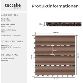 Tectake Terrassenfliesen Tegulas 31 x 31 x 2 cm braun