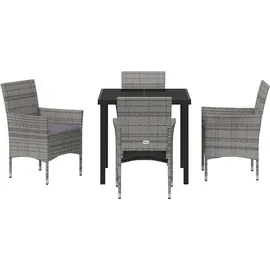 vidaXL 5-teiliges Garten-Essset Grau Poly-Rattan