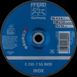 Pferd Schruppscheibe 230x7,2mm f.INOX gekröpft Bohrung 22,23mm