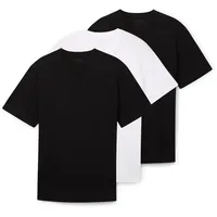 Tom Tailor Herren Basic T-Shirts im Dreierpack, schwarz, Uni,