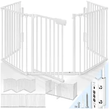 KIDUKU Kaminschutzgitter 180 Cm Weiß Baby Absperrgitter Ofenschutzgitter Laufstall Türschutzgitter