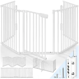 KIDUKU Kaminschutzgitter 180 Cm Weiß Baby Absperrgitter Ofenschutzgitter Laufstall Türschutzgitter