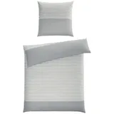 CASANOVA casa NOVA Renforce-Bettwäsche REBEKKA, Grau - Weiß - 135 x 200 cm - Baumwolle - mit Reißverschluss