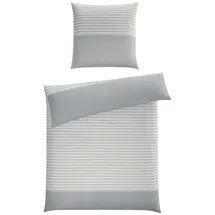 CASANOVA casa NOVA Renforce-Bettwäsche REBEKKA, Grau - Weiß - 135 x 200 cm - Baumwolle - mit Reißverschluss