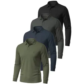 Normani 4er Set Herren Langarm Poloshirt Lyroe navy | anthrazit / grün / schwarz XXXL