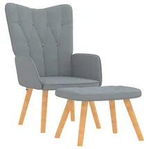 vidaXL Relaxsessel mit Hocker Stoff 64 x 95,5 x 66 cm Grau