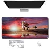 Hixingo 3D Tierdruck Mauspad XXL/XL/L, Gaming Mauspad, Mauspad mit Anti-Rutsch Gummiboden, Vernähte Kanten Mousepad, Mouse pad für Büro, Zuhause (1000x500x3mm,Tiger)