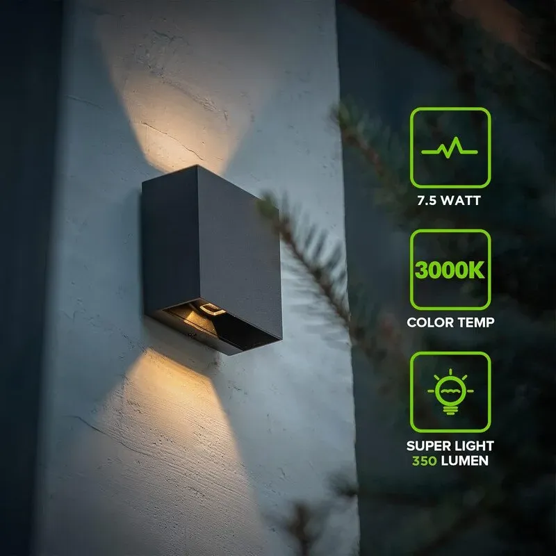 LUTEC LED Up & Down Moderne Wandleuchte, Aluminium Anti-Rost Außen- und Innenwandleuchte, 10W 3000K Warmweiß, Verstellbare Außenwandleuchte, Wasserdicht für Veranda, Terrasse, Garten, Schlafzimmer - Schwarz