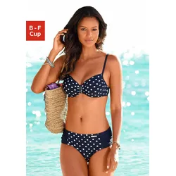 Bügel-Bikini, mit Zier-Accessoires, Gr. 42 - Cup D, marine-weiß, Bikini-Sets, 660388-42 Cup D