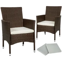 TECTAKE 2 Rattansessel inkl. 4 Sitzbezüge  2braun/beige