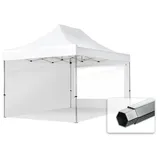 TOOLPORT Faltzelt Professional 3x4,5 m - mit 2 Seitenteilen (Panoramafenster) Faltpavillon ALU Pavillon Partyzelt weiß