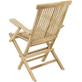 VCM Gartenstuhl Balkonstuhl Terassen Armlehne Teak Holz natur