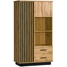 Feldmann-Wohnen Highboard 90 x 159 x 40 cm Wotan Eiche schwarz / Braun