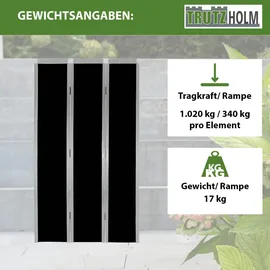 Baumarktplus DREIBREIT by TRUTZHOLM 3-fach Auffahrrampe klappbar 175cm Tragkraft 1020kg Alu grau schwarz beschichtet Verladerampe Rampe