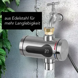 MAXXMEE Edelstahl-Durchlauferhitzer Kompakt Schwarz 3600 W