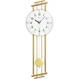 AMS Funk-Pendelwanduhr "F5315", grau (messingfarben), Wanduhren, B/H/L: 23cm x 7cm x 65cm, Quarzuhr, Metallgehäuse,Esszimmer,Wohnzimmer