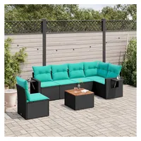 vidaXL Gartensofa-Set 7-tlg. Loungesofa schwarz