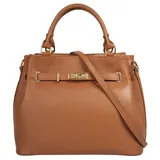 Samantha look Henkeltasche echt Leder, Made in Italy, geräumige Henkeltasche mit Smartphonefach braun