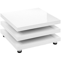STILISTA Couchtisch Wohnzimmertisch Beistelltisch Sofatisch, 360° schwenkbare Tischplatten, Cube-Design, Farb- und Größenwahl weiß 73cm x 73cm - 35,00 cm