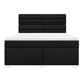 vidaXL Boxspringbett mit Matratze Schwarz 180x200 cm Stoff
