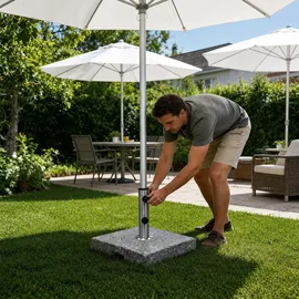 Relaxdays Schirmständer Granit 24 kg Grau