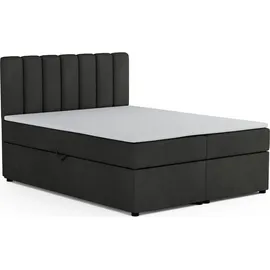 dein schlaf 24 Boxspringbett ROCK 160x200 Velour Anthrazit H3 - Dunkelgrau