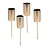 Spetebo Stabkerzen Pick 4er Set - Gold- Kerzen Stecker für Advents und Weihnachts Gesteck - Kerzenpick für Tafelkerzen