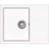 Quellmalz Granitspüle W620.50 links Einbauspüle weiß Handbetätigung 620 x 500 mm