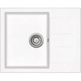 Quellmalz Granitspüle W620.50 links Einbauspüle weiß Handbetätigung 620 x 500 mm