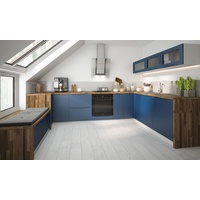 Feldmann-Wohnen Winkelküche Napoli, 330cm weiß matt/RAL 5000 violettblau Matt lackiert grifflos blau