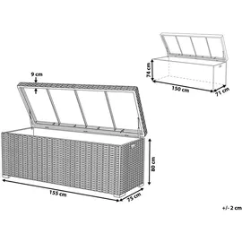 Beliani Auflagenbox 155 x 75 x 80 cm Taupe