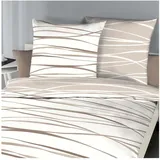 Traumschlaf Bettwäsche Bibermotion gestreift Beige 140 x 200 cm + 70 x 90 cm