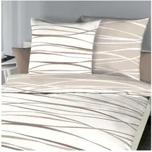Traumschlaf Bettwäsche Bibermotion gestreift Beige 140 x 200 cm + 70 x 90 cm