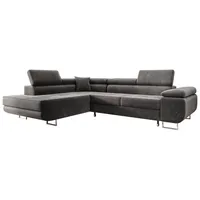 m-punkt Ecksofa Samt 3-Sitzer Grau