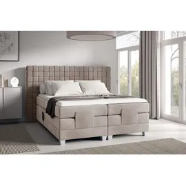 Fun Möbel Boxspringbett Elektrisch Bett VIDAL 160x200cm in Stoff Fresh Macchiato