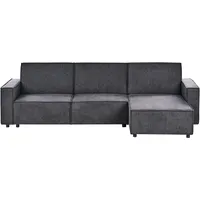Beliani 3-Sitzer Ecksofa Stoff graphitgrau linksseitig mit Schlaffunktion ROMEDAL II