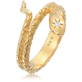 Elli Ring 925 Sterling Silber Schlange in Gold | Gr.: 54