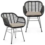 Idimex Paramo Gartenstuhl 57 x 63 x 81 cm schwarz/beige 2 St.