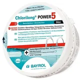 BAYROL Chlorilong POWER 5 Bloc - 650g Maxi-Chlortablette 5 in 1, enthält Antialgen-Granulat und Flockmittel - 0,65 kg