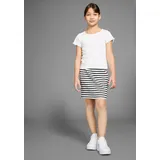 Kidsworld Shirt & Rock KIDSWORLD "Set aus T-Shirt und Rock", Mädchen, Gr. 152/158, schwarz (weiß, schwarz geringelt), Feinripp, Obermaterial: 100% Baumwolle, geringelt, KOB Set-Artikel, Outfit aus T-Shirt und Rock