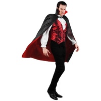 Boland Kostüm Kurzes Vampir-Cape schwarz-rot, Zweiseitiger Vampirumhang für doppelten Verkleidungsspaß schwarz