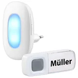 CASAcontrol Steckdosen-Funk-Klingel mit optischem Signal, 15 Melodien, 50 m, IP54