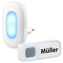 CASAcontrol Steckdosen-Funk-Klingel mit optischem Signal, 15 Melodien, 50 m, IP54