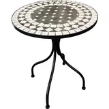 Mojawo - Mosaik Tisch Balkontisch Gartentisch rund Ø60xH70 cm Anthrazit /Grau