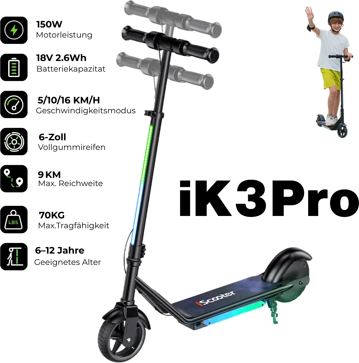 MiniSpider 2-in-1 Elektrischer Dreirad-Kinderscooter und Skateboard für Kinder ab 3 Jahre (Höhenverstellbare)