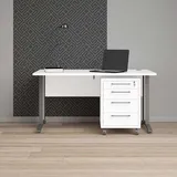 VCM Schreibtisch mit Rollcontainer weiss - Weiß